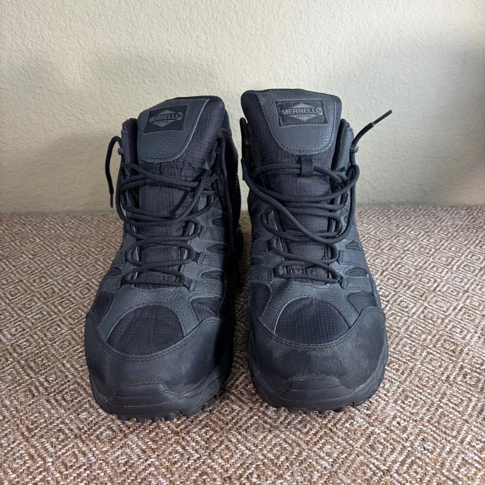 Merrell Moab 2 Mid Tactical Duty Boots Men's Sz 13W Black Vibram Sole Outdoor
